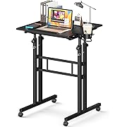 Photo 1 of Small Standing Desk with Wheels, Tall Mobile Stand Up Table, Portable Standing Desk for Walking Pad, Rolling Table Adjustable Height, Rolling Computer Table for Tall Person