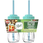Photo 1 of Ball 1440016024 Sip Straw Contoured Jar, 16 Oz (Pack of 2)
