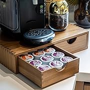 Photo 1 of Wooden K Cup Organizer Coffee Pod Storage Box, Coffee Pods and Tea Organizer Holder, K Pod Drawer Coffee Maker Machine Stand, Organizador De Cafe, Kcup Drawer Organizer Under Brewer, 30 Pod Capacity