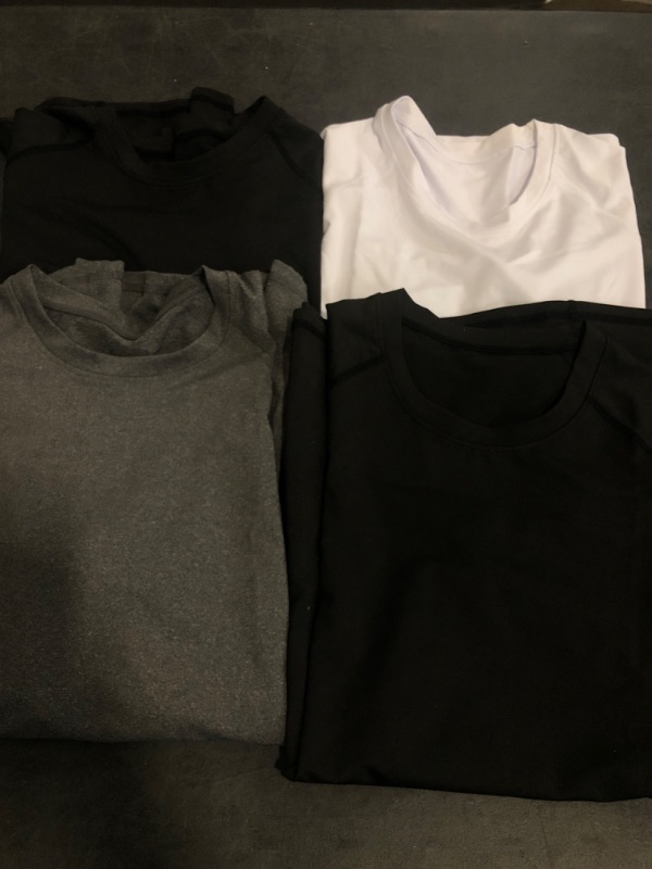 Photo 1 of Size M TELALEO 4 Pack Women's Compression Shirt Running Athletic T-Shirts Workout Tops Baselayer Short Sleeve Yoga Gym Sports Gear