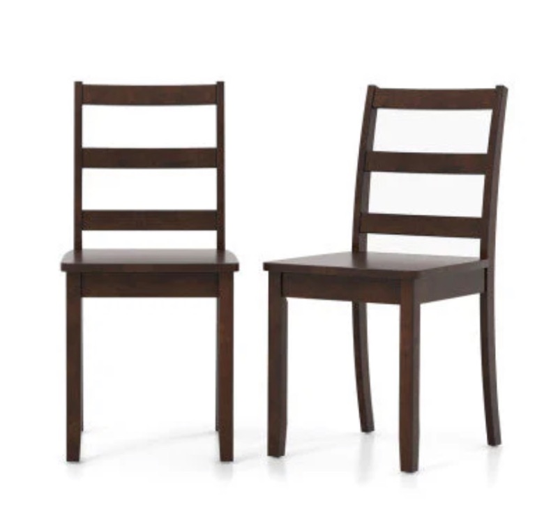 Photo 1 of Costway Set of 2 Brown Wood Dining Room Chairs with Solid Rubber Wood Legs