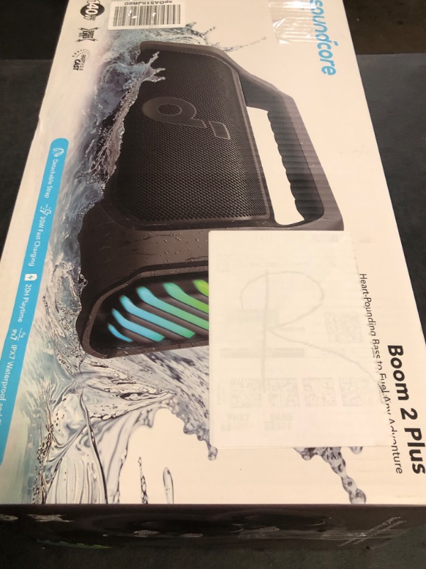 Photo 1 of Soundcore Boom 2 Plus By Anker, Outdoor Speaker, 140W, 2+2 Channel, BassUp 2.0, 20H Playtime, Fast Charge, IPX7 Waterproof, RGB Lights, Power Bank, Bluetooth 5.3, Portable for Outdoors, Camping, Beach