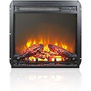 Photo 1 of 18" Electric Fireplace Insert, Ultra-Thin Fireplace Heater with Log Set & Realistic Flame, Recessed Fireplace with Over Heating Protection, Low Noise, 1400W, Black