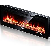 Photo 1 of Electric Fireplace,Realistic Flame Electric Fireplace Heater,Log Set and Crystal Flames,750-1500W with Timer Inserts,Wall Mounted,TV Stand,Touch Screen and Remote Control for Living Room,50 Inch