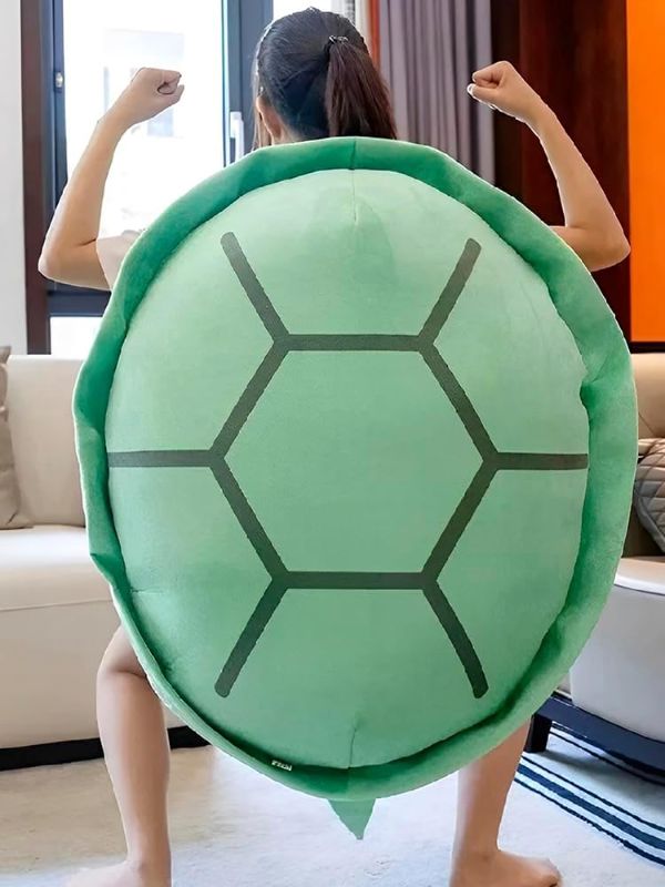 Photo 1 of 40 Inch Wearable Turtle Shell Pillows, Giant Tortoise Plush Pillow Stuffed Animal Costume Toy Funny Dress Up, Creative Gifts for Adlut Kids Birthday Christmas Home Decor (Green, 40inch)
