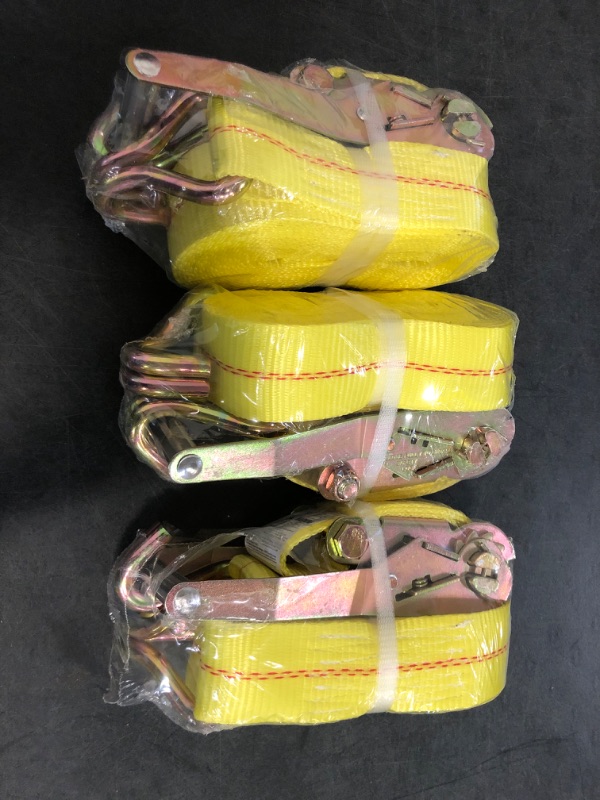 Photo 1 of 4 Pack 2" x27' Ratchet Strap Tie Down 10000lbs J Hook,Heavy Duty Tie-Down Ratcheting Cargo Truck Straps Wire Hook Ends, J-Hook Ratchet Strap TieDowns KJE
