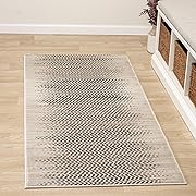 Photo 1 of FH Home Premium Area Rug Runner - Kitchen Bedroom Bathroom Living Room Entryway Hallway - Modern Abstract - Medium Thick Soft Feel, Easy to Clean, Stain Resistant - Sofia - Beige 