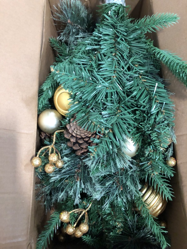 Photo 1 of Somikis 30 Inch Outdoor Christmas Tree Set of 2, Battery Operated Pre-Lit Artificial Small Xmas Tree, w/LED Lights and Realistic Carolina Pine for Pathway, Porch, Driveway, Yard