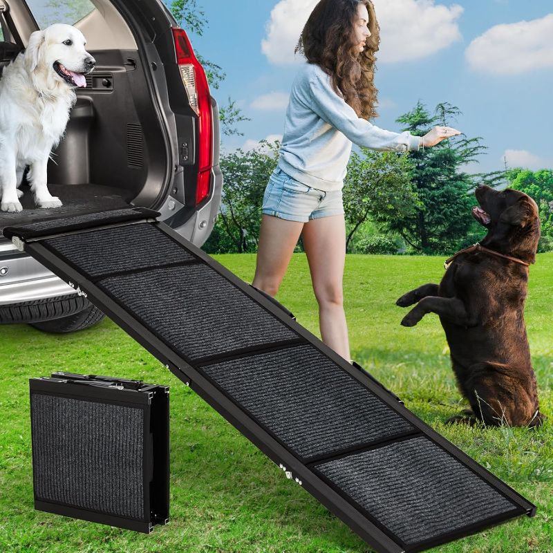 Photo 1 of Upgraded Heavy Duty Dog Ramp for Large Dogs - 71" Long x 20" Wide Folding Pet Ramp with Non-Slip Surface & Side Rails, 300LBS Capacity for SUV, Truck, Outdoor, Indoor Use (Portable Design)