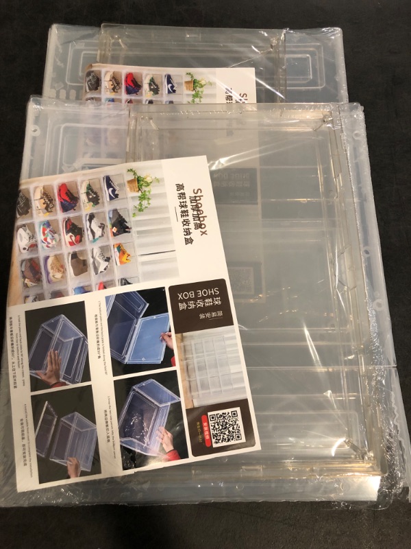 Photo 1 of **Missing 4** Upgrade Harder Solid Plastic Shoe Organizer, Shoe Storage with Magnetic Front Door, Shoe Rack 6 Pack Shoe Boxes Clear, Sneaker Storage, Shoe Organizer for Closet, Shoe Display Case