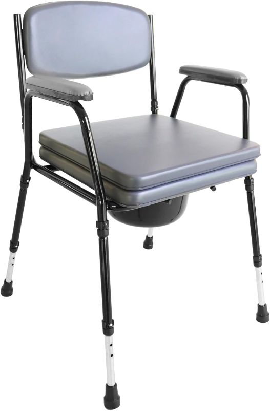 Photo 1 of PEPE Mobility - Padded Bedside Commode, Seniors with Bucket, Adjustable Stand Alone Toilet Safety Rail