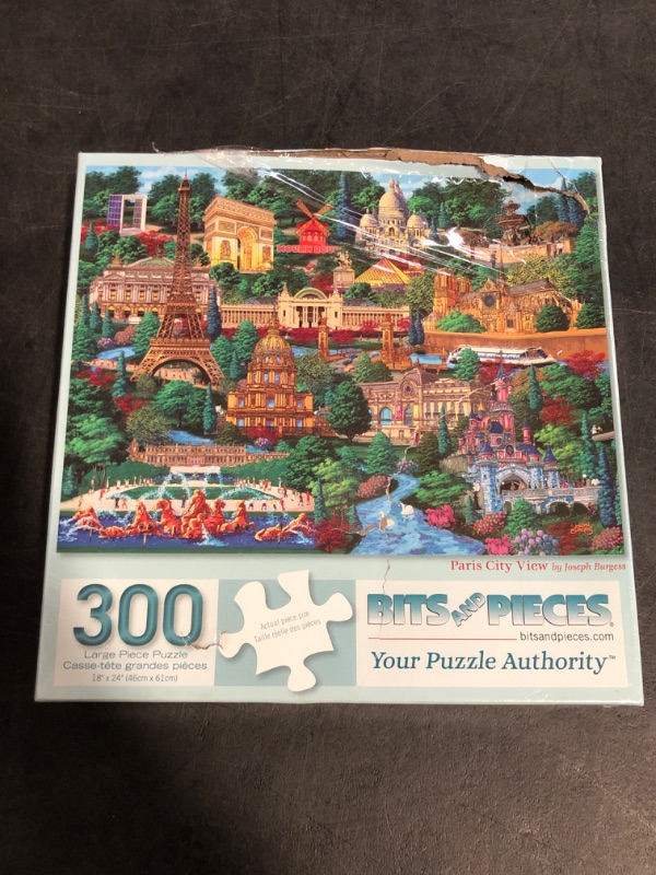 Photo 1 of Bits and Pieces – Large 300 Piece Jigsaw Puzzle for Adults – Paris City View - France Jigsaw Puzzle by Artist Joseph Burgess, Completed Puzzle Size: 18" x 24"
