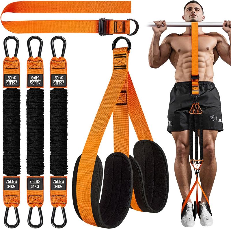 Photo 1 of Pull Up Assistance Bands, Heavy Duty Resistance Band for Pull Up Bar, Adjustable Weight/Size with Fabric Feet/Knee Rest, Bands for Pull Up Assist for Strength Training, Pull Up Assist Band