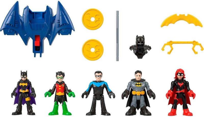 Photo 1 of **Missing Two Figures** Fisher-Price Imaginext DC Super Friends Batman Toys Family Multipack Figure Set, 5 Characters & 7 Accessories for Kids Ages 3+ Years