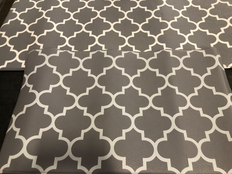 Photo 1 of KMAT Kitchen Mat [2 PCS] Cushioned Anti-Fatigue Kitchen Rug, Waterproof Non-Slip Kitchen Mats and Rugs Heavy Duty PVC Ergonomic Comfort Foam Rug for Kitchen, Floor Home, Office, Sink, Laundry,Grey