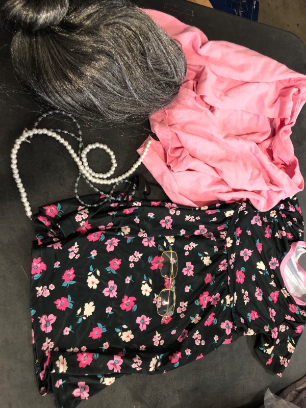 Photo 1 of Size 5-7 Yrs *Missing Purse* 100 Days of School Cosplay Set for Girls, Old Lady Dress Up for Kids, 100th Day School Granny Wig Accessories Outfit