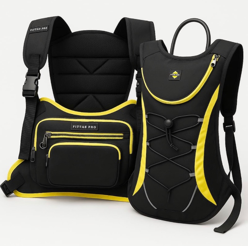 Photo 1 of 2in 1 Chest Bag and Hydration Backpack 2L Bladder Capacity (No Bladder Included) Lightweight Water Resistant for Running Hiking Cycling with Reflective Strips Adjustable Straps 