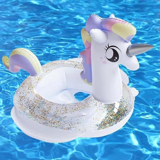 Photo 1 of Umbresen Baby Swimming Float, Inflatable Swim Ring Cute Floaties with Seat and Handle Pool Floats Toys Fun Water Raft Lounge Party Supplies for Infant Toddler Kids Children Age 0-8 Years Under 44lb