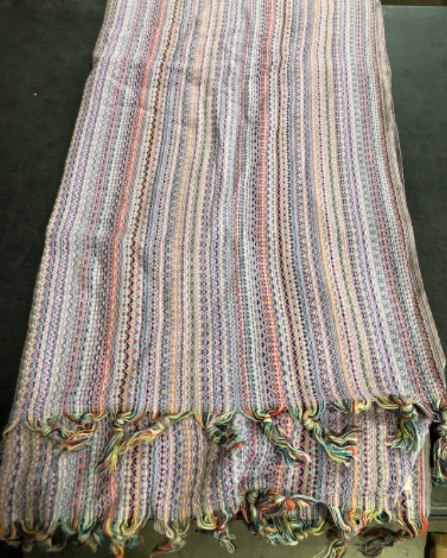 Photo 1 of Rainbow Beach Towel | Sarong | Luxurious Turkish Cotton Towel | Picnic Blanket | Peshtemal | Wrap | Pareo | Yoga Blanket (Purple)
