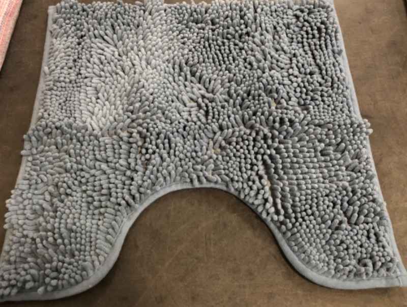 Photo 1 of Yimobra Luxury Shaggy Toilet Bath Mat U-Shaped Contour Rugs for Bathroom, 24.4 X 20.4 Inches, Soft and Comfortable, Maximum Absorbent, Dry Quickly, Non-Slip, Machine-Washable,Denim Blue
