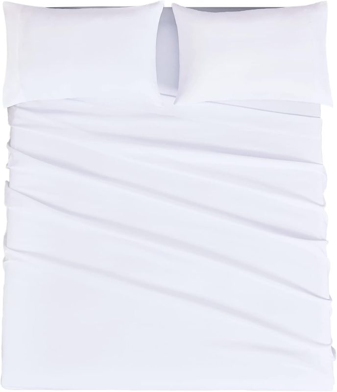 Photo 1 of **Missing One Pillow Case** Mejoroom Full Size Sheet Sets - Hotel Luxury 1800 White Sheet - 16 Inch Deep Pocket Bed Sheets, Soft, Breathable, Wrinkle, Fade & Stain Resistant - 4 Piece (Full, White)