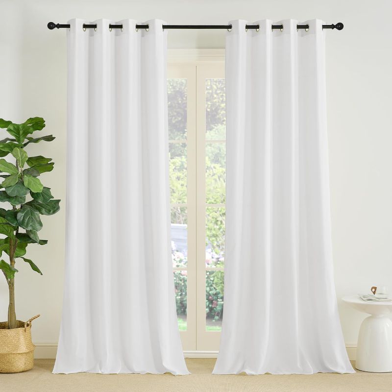 Photo 1 of NICETOWN Non-See-Through White Privacy Sheer Curtains 96 inches Long 2 Panels, 52" Wide Grommet Window Curtains Drapes for Living Room Bedroom- Home Decoration Light Filtering Elegant Window Drapes