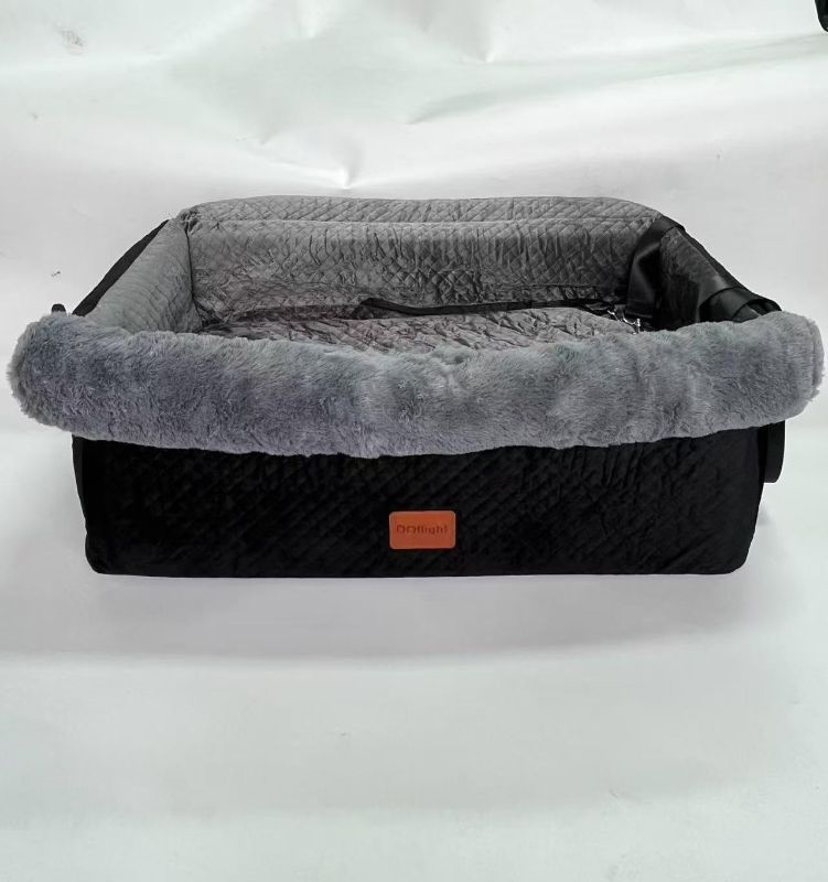 Photo 1 of **Similar to Picture** Dog Car Seat for Small/Medium Dogs up to 30lbs, Memory Foam Booster Seat with Anti-Slip Base & Storage Pockets, Washable Pet Travel Bed for Cars/Home/Travel (BlackGray)
