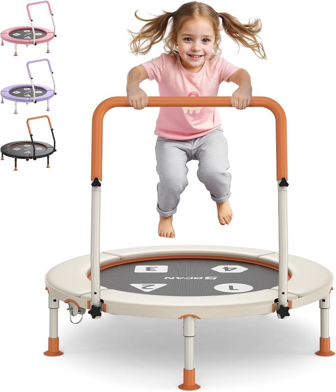 Photo 1 of Missing Bar * BCAN 36'' Toddler Trampoline, ASTM Certified-Foldable Mini Trampolines for Kids Ages 1-6, Adjustable Handle, Safety Pad & Foldable Legs, Baby Trampoline Indoor/Garden, Gift for Boy and Girl