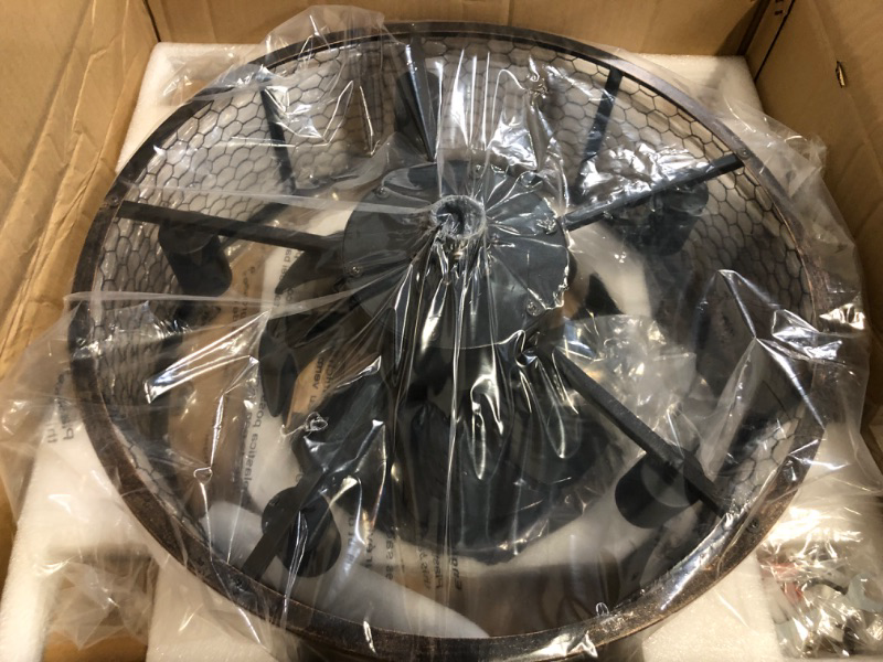 Photo 1 of DLLT Caged Ceiling Fan with Light: 20" Farmhouse Fandelier with Light and Remote - Black Rustic Chandelier with Fan for Bedroon Kitchen Living Dining Room