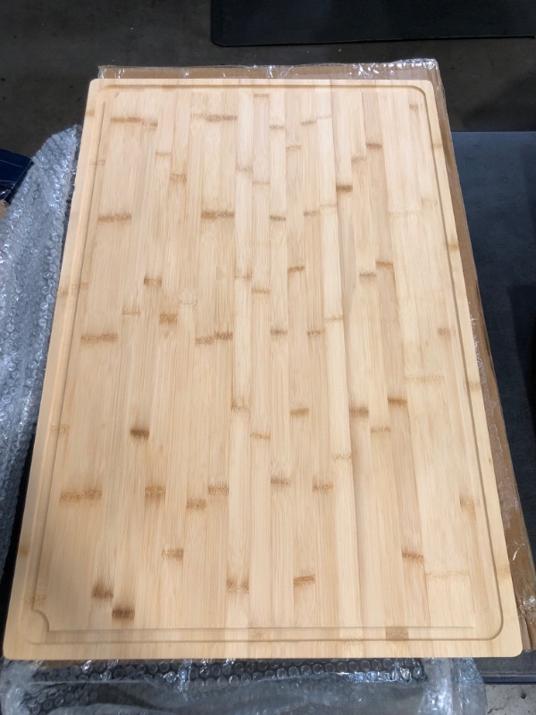 Photo 1 of Utoplike Extra Large Cutting Board for kitchen, Bamboo Chopping Boards, Wood Stove Top Cover, Over the Sink Butcher Block with Juice Groove for Turkey, Meat, Vegetables, BBQ
