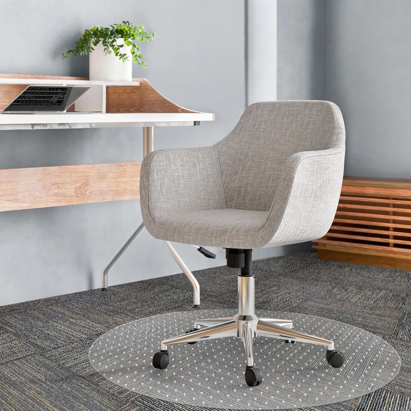 Photo 1 of Office Chair Mat Carpet Protector: 36" x 36" Plastic Heavy Duty Computer Desk Mats with Lip for Low Flat and No Pile Carpeted Floor - Clear Rug Pad for Rolling Chairs Office Work Home Gaming Round