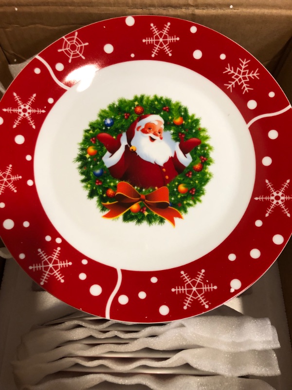Photo 1 of VEWEET Porcelain Dinnerware Set for 4, 12 PCS Christmas Plates and Bowls Set for Christmas Festive Holiday Meals and Family Gatherings,Series Santa Claus