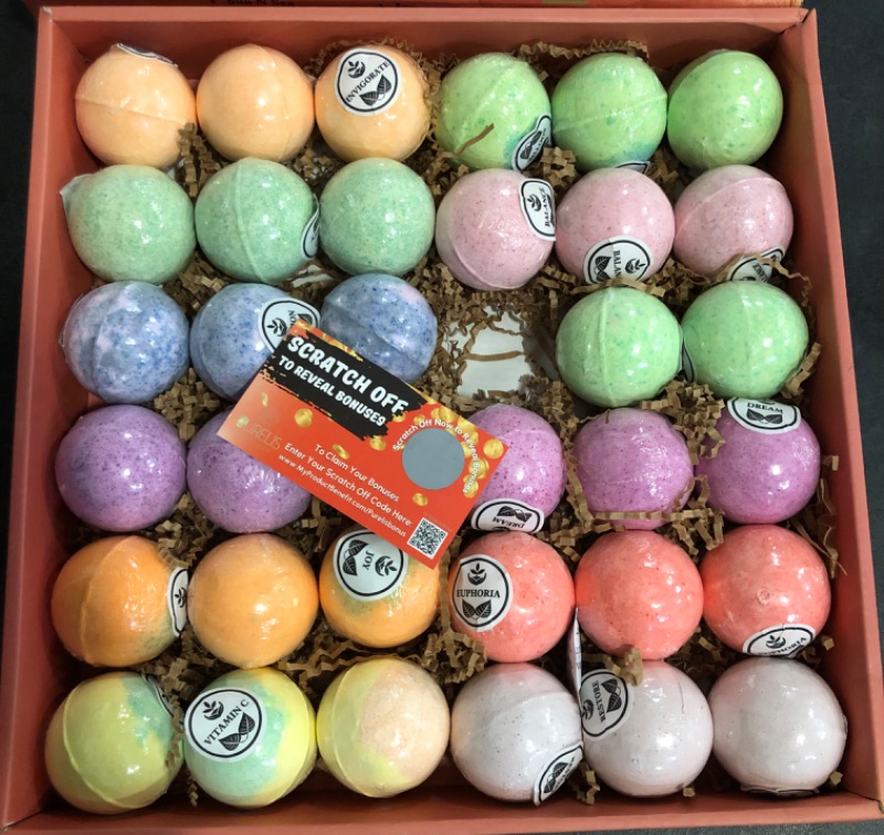 Photo 1 of Missing One ** Bulk Bath Bomb Gift Set - 36 Nurture Me Organics Bath Bombs Large Bath Fizzies! Gift Box of Bulk Bath Bombs. Dry Skin Moisturize Natural Spa Bath Balls. Best Gift for Women, Gifts for Mom & Friends!