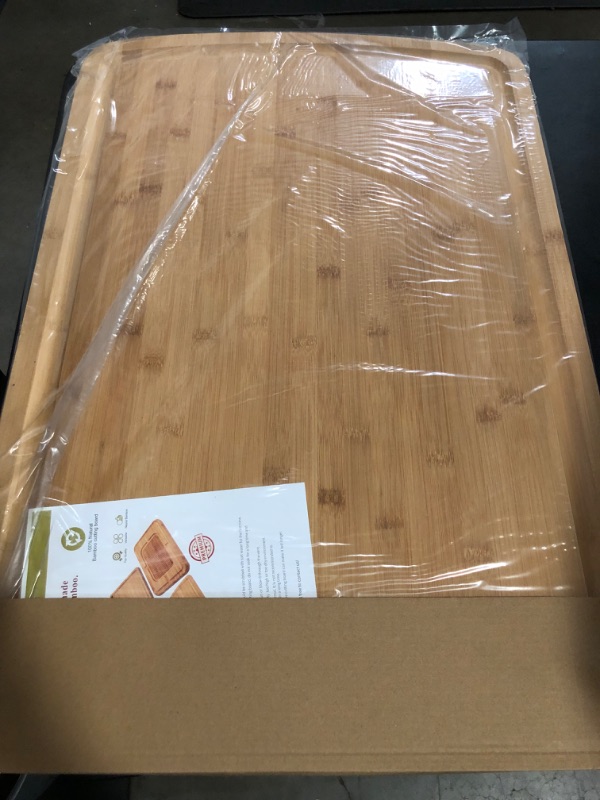 Photo 1 of 30 Inch Extra Large Bamboo Cutting Boards for Kitchen, Wood Cutting Board with Deep Juice Groove and Handle Heavy Duty Chopping board, Oversized Stove Top Cover, Kikcoin, 30" x 20"