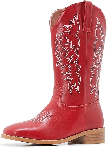 Photo 1 of Size 7 ZXHYZLZ Western Cowboy Boots for Women - Mid Calf Embroidered Cowgirl Boots, Slip On Pointed Toe Chunky Heel Fashion Retro Classic Boots