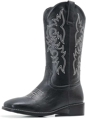 Photo 1 of Size 7 ZXHYZLZ Western Cowboy Boots for Women - Mid Calf Embroidered Cowgirl Boots, Slip On Pointed Toe Chunky Heel Fashion Retro Classic Boots