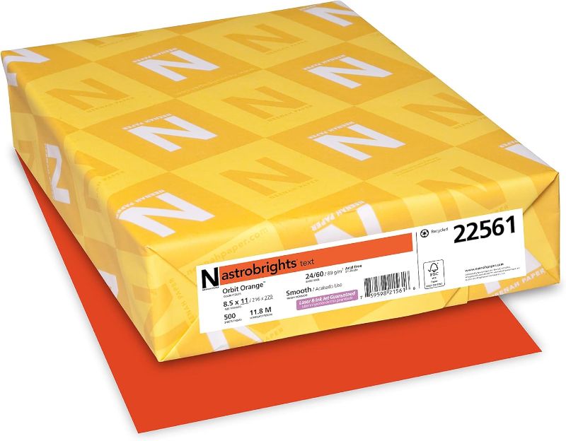 Photo 1 of Astrobrights Color Paper, 8.5â€ x 11â€ , 24 lb/89 GSM, Orbit Orange, 500 Sheets (22561)