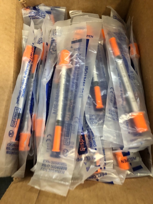Photo 1 of 1ml/cc 31G 1/4 Inch Syringes, U-100 Lab Tools Syringe, Individual Wrapped, 100 Pack