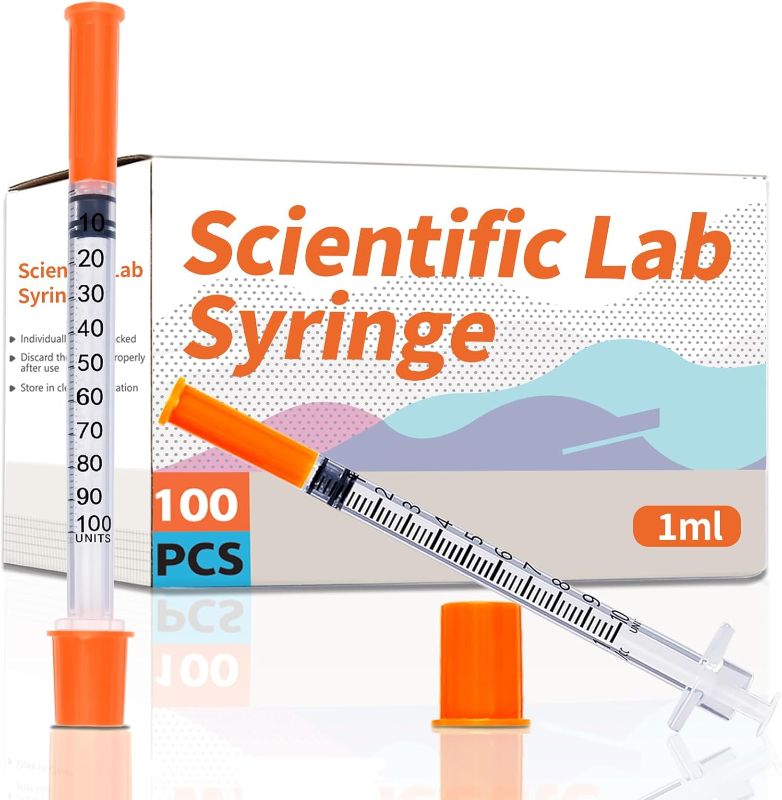 Photo 1 of 1ml/cc 31G 1/4 Inch Syringes, U-100 Lab Tools Syringe, Individual Wrapped, 100 Pack