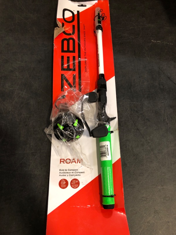 Photo 1 of Zebco Roam Spincast Reel and Telescopic Fishing Rod Combo, Extendable 18.5-Inch to 6-Foot Telescopic Fishing Pole with ComfortGrip Handle, Quickset Anti-Reverse Fishing Reel, Green, 30