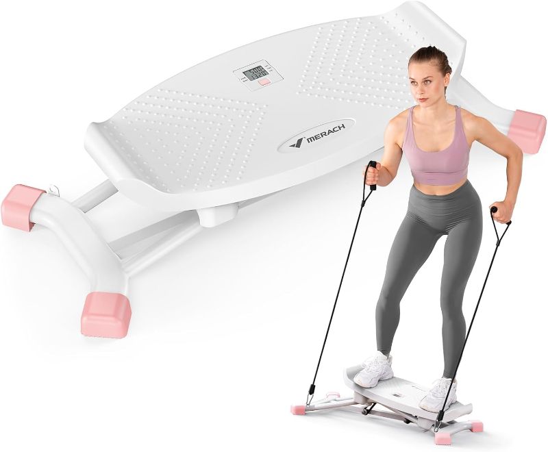 Photo 1 of MERACH Slide Steppers for Exercise at Home, Mini Stair Stepper with Resistance Bands, Stairmaster Machine for Full Body Workout, Simulate Skiing Posture with 300 LBS Loading Capacity