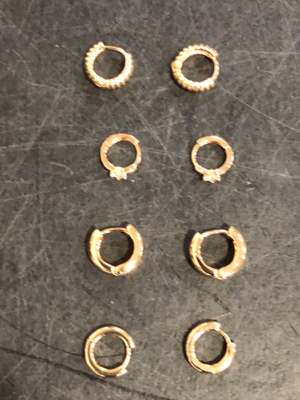 Photo 1 of See Pictures for Missing 2** Wgoud Small Gold Hoop Earrings Set for Women, 6 Pairs 14K Gold Plated Hypoallergenic Lightweight Huggie Hoops Earrings, Gold Cartilage Cubic Zirconia Earrings for Women Gifts.