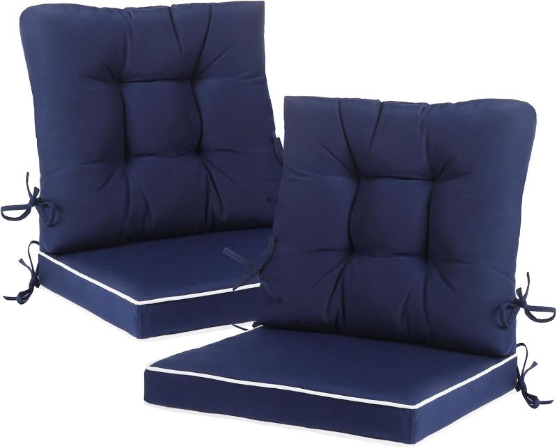 Photo 1 of **Missing One Set** Outdoor Patio Chair Cushions Set of 2, Water Resistant Square Seat/Back Cushions with Ties, All Weather 36"x20" Seating Cushions for Outdoor Furniture