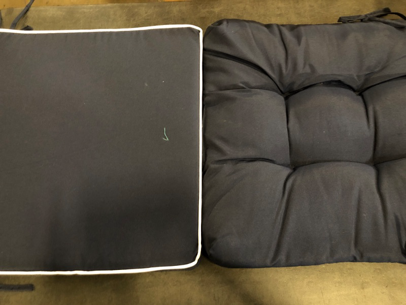 Photo 1 of **Missing One Set** Outdoor Patio Chair Cushions Set of 2, Water Resistant Square Seat/Back Cushions with Ties, All Weather 36"x20" Seating Cushions for Outdoor Furniture