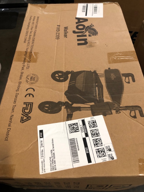 Photo 1 of Rollator Walkers for Seniors with Seat, Foldable Walkers for Seniors, 8" All-Terrain Wheels, 18" Big Seat, 6-Level Adjustable Height Rolling Walker, 350 lb, Walker for Seniors & Adults (Red)