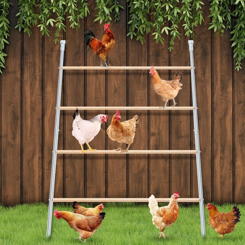 Photo 1 of Wenqik Large Chicken Perch Chicken Roosting Bars for Coop Easy Installation Ladder for Backyard Poultry Galvanized Wood Entertaining Roost Toys for Hen Coop Accessories(55'' L x 41'' W)