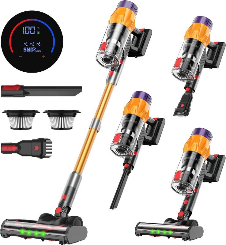 Photo 1 of Cordless Vacuum Cleaner w/LED Display, 550W Self-Standing Cordless Stick Vacuum Cleaner for Home, Removable Battery/Lightweight/Rechargeable Pet Vacuum Cordless for Pet Hair/Hardwood Floor/Carpet