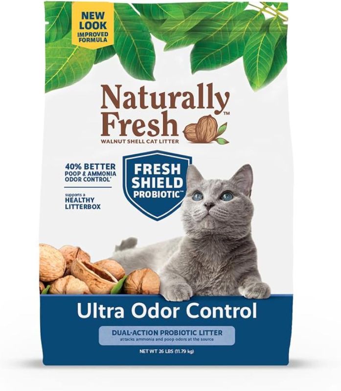 Photo 1 of Naturally Fresh Cat Litter Made From Walnut Shells, Multi-Cat, Ultra Odor Control, Unscented, Upcycled, Sustainable, 26 Lbs(2pack)