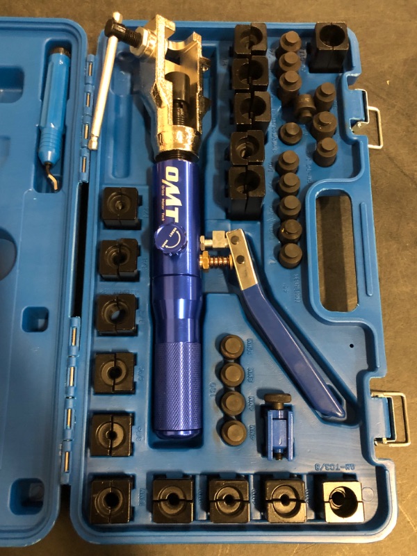 Photo 1 of Orion Motor Tech Hydraulic Flaring Tool Kit, Universal Brake Flaring Tool Set with Tubing Cutter, 45° Single & Double Flaring Tool Kit with Deburring Tool, Brake Line Flaring Tool for ISO Bubble Flare