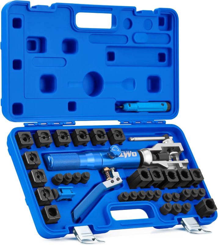 Photo 1 of Orion Motor Tech Hydraulic Flaring Tool Kit, Universal Brake Flaring Tool Set with Tubing Cutter, 45° Single & Double Flaring Tool Kit with Deburring Tool, Brake Line Flaring Tool for ISO Bubble Flare